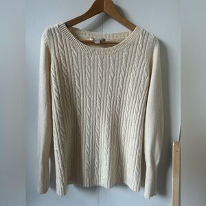 Banana Republic 100% cashmere cable knit sweater cream color size M